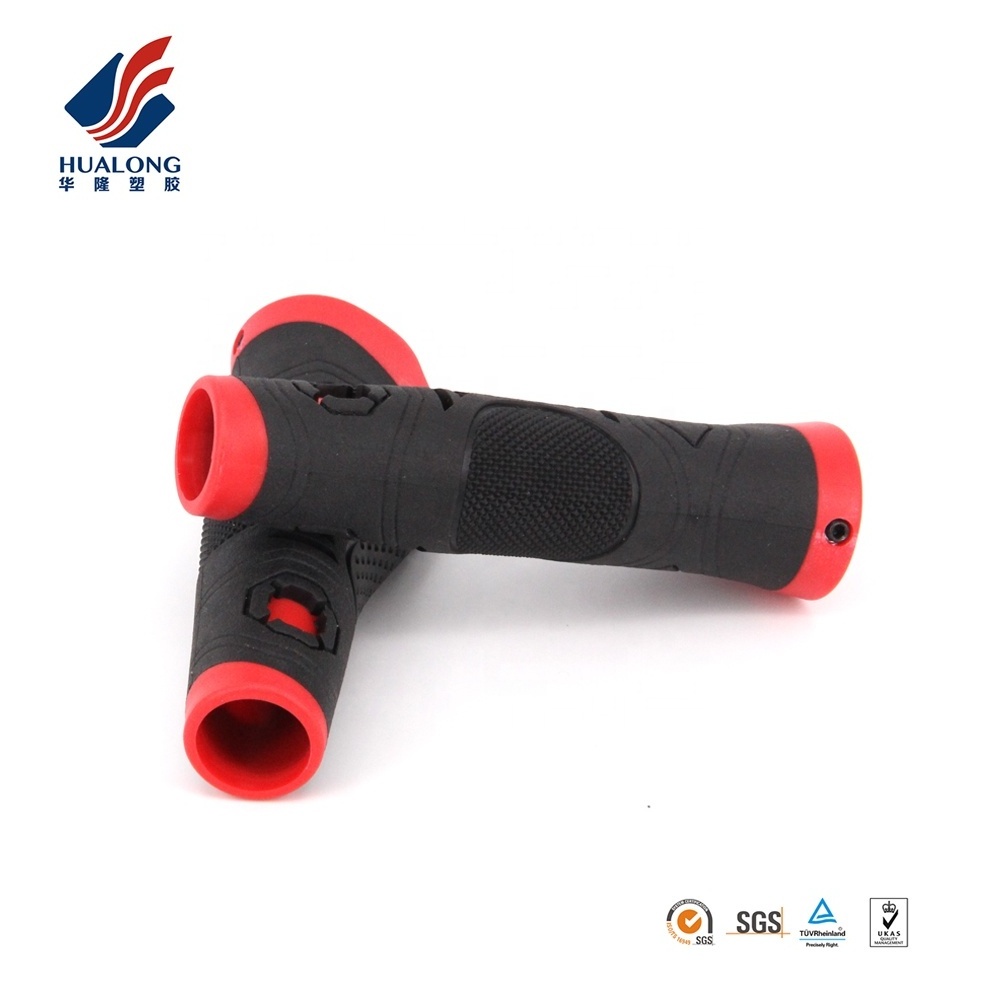 R2 HUALONG HL-G239 Bicycle Parts Inside Lock Ergonomic Black Red Motorcycle Handlebar grips With Bar Ends Plugs