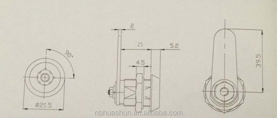 HS107 high quality zinc alloy D18x25 furniture cabinet hardware fitting pin round key cam lock