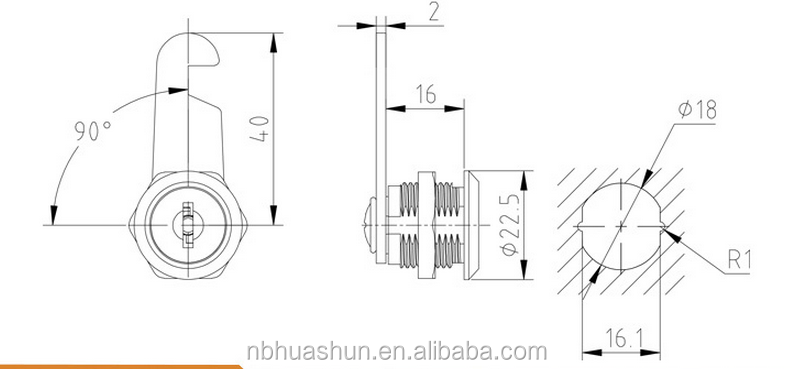 HS102 high quality cabinet door hardware fitting D18 zinc cylinder lock