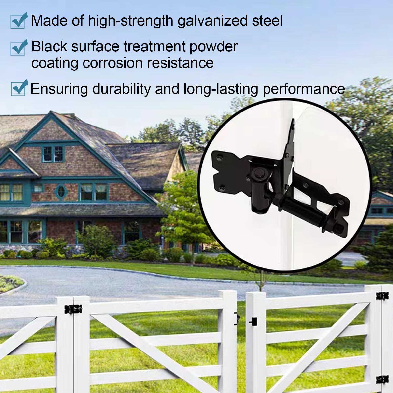 High quality factory price SS304 self-locking gate latch locks of pvc fence hardware