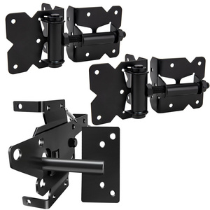 Self Locking Gate Latch and Gate Hinges Set Heavy Duty Hardware Hinges for Vinyl and Wood Fence with Installation