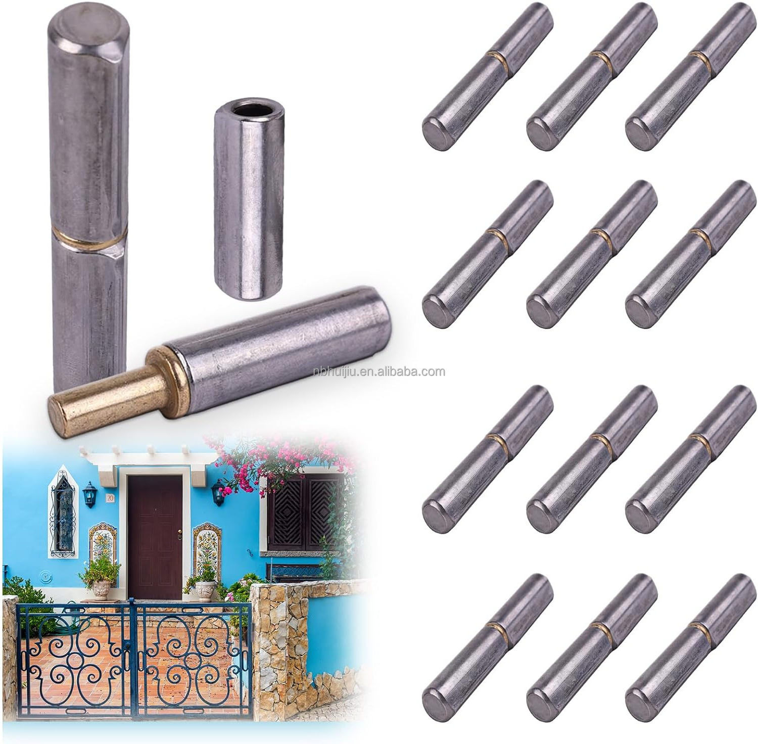 Detachable Carbon Steel Weldable Hinges for Metal Swing Doors Gates Trailer Ramp Metal Driveway Gate 0.3 Inches Pin