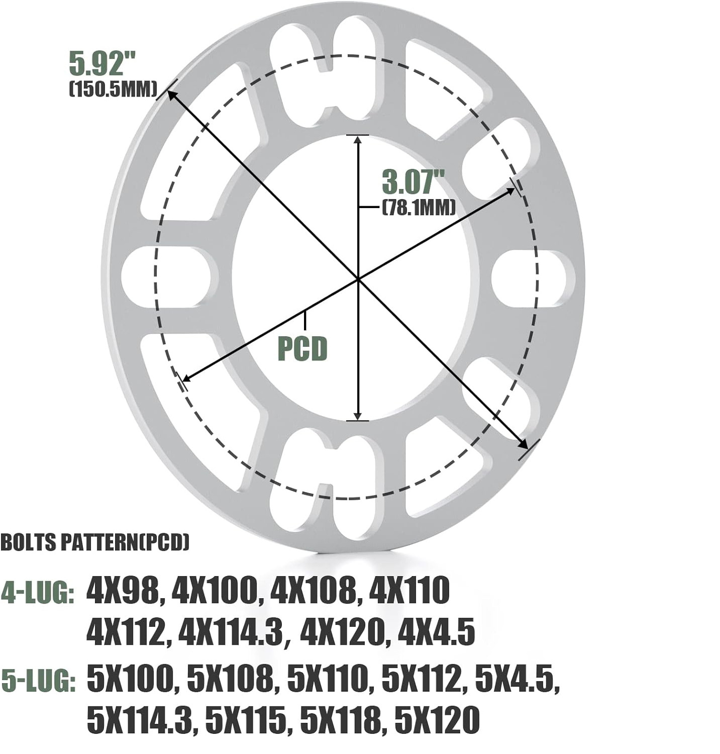 4Pcs Universal Wheel Spacers 5mm for Most 4 Lug & 5 Lug Wheels