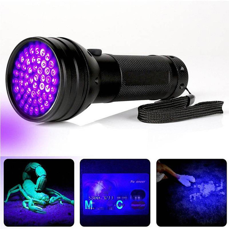 Aluminum 51LED 365NM 395NM  Purple Light Flashlight UV Detection Flashlight Scorpion Cure Utraviolet led uv light