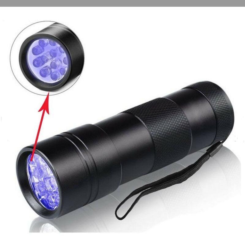 12LED UV 365NM Flashlight Portable Mini UV Torch Light Detection UV LED Flashlight