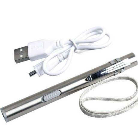 Portable new stainless steel clip USB rechargeable mini torch mini pocket medical pen lights