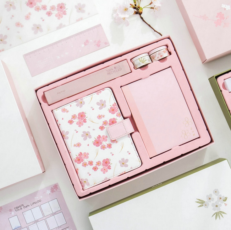 Sakura PU A5 notebook set Notepad gift box diary stationery set