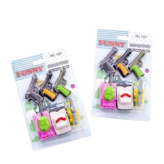 Student creative pistol tank war equipment Eraser Set student stationery eraser