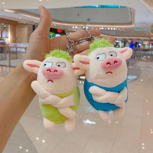 Creative cute plush doll funny drag green fur pig bag pendant