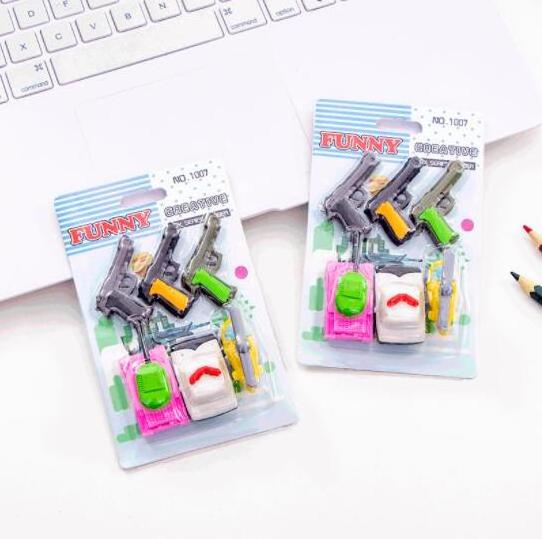 Student creative pistol tank war equipment Eraser Set student stationery eraser