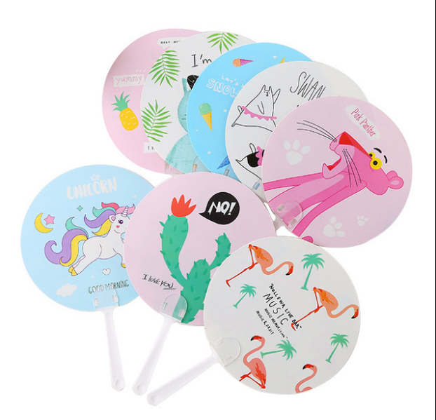 Children's hand fan portable round plastic fan cartoon or Custom design for summer Promotional gifts fan