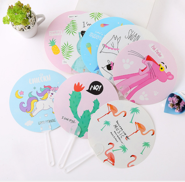 Children's hand fan portable round plastic fan cartoon or Custom design for summer Promotional gifts fan