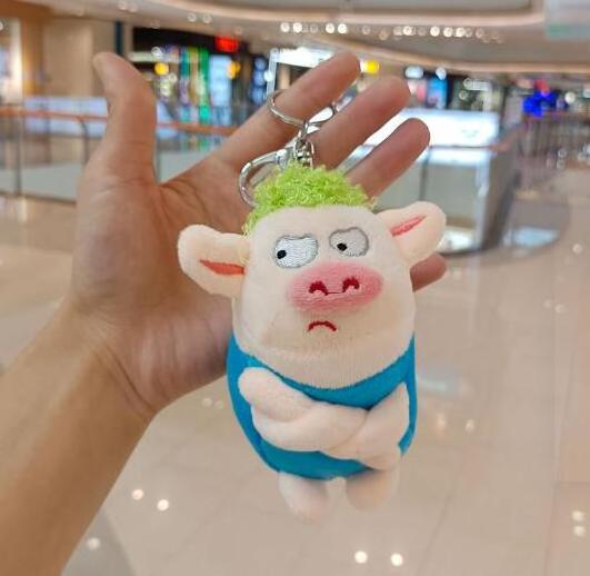 Creative cute plush doll funny drag green fur pig bag pendant