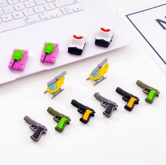 Student creative pistol tank war equipment Eraser Set student stationery eraser