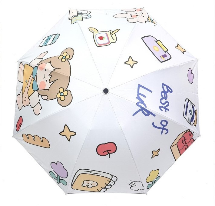 Manufacturers sell new products directly and sell cartoon beauty girl bear folding anti-UV sun umbrella