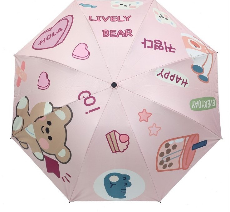 Manufacturers sell new products directly and sell cartoon beauty girl bear folding anti-UV sun umbrella