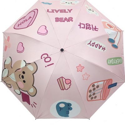 Manufacturers sell new products directly and sell cartoon beauty girl bear folding anti-UV sun umbrella