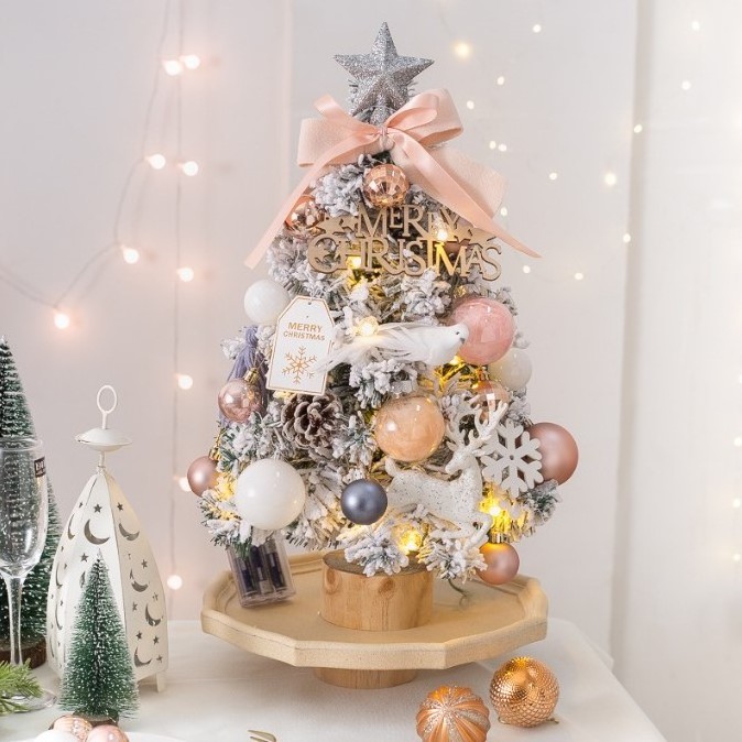 Christmas tree with lights spray snow Christmas tree table small set Christmas tree