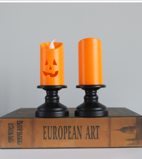 Halloween jack-o '-lantern new decorative candlestick wind lamp LED electronic candle light