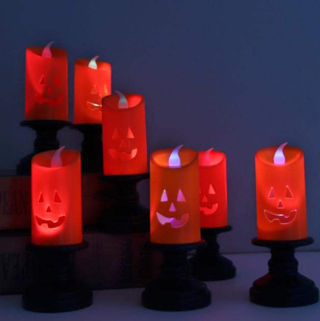 Halloween jack-o '-lantern new decorative candlestick wind lamp LED electronic candle light