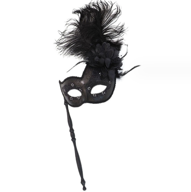 Feather masquerade mask with stick Halloween Halloween Carnival Easter