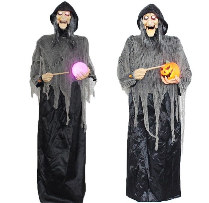 Halloween decoration props electric voice control death witch scarecrow decorated haunted house bar LED electronic toys