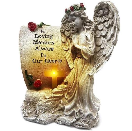 Creative resin solar lamp decoration cemetery angel monument decoration miss inscription statue