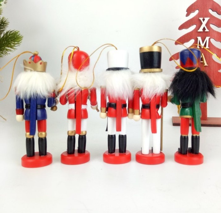 12cm christmas ornaments nutcracker 5pcs/set colorful wooden nutcracker dolls handcraft for gifts