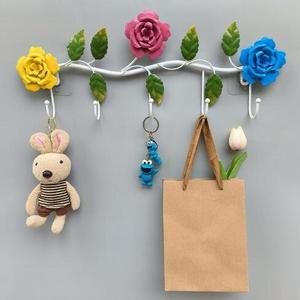 Iron color rose hook door bag hat wall hanging clothes hanger bathroom porch decoration hook