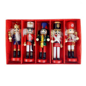 12cm christmas ornaments nutcracker 5pcs/set colorful wooden nutcracker dolls handcraft for gifts