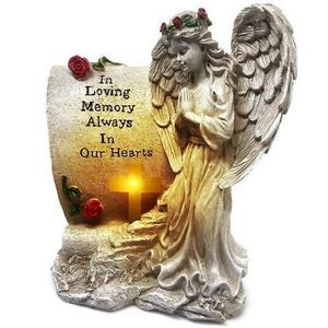 Creative resin solar lamp decoration cemetery angel monument decoration miss inscription statue