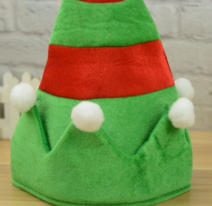 Christmas decorations Halloween flannelette red and green elf hats for Christmas cute and weird parties