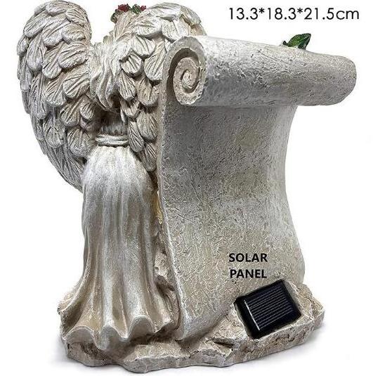 Creative resin solar lamp decoration cemetery angel monument decoration miss inscription statue