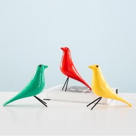 Wooden bird furnishings pure hand-painted bird living room decorations for home window counters