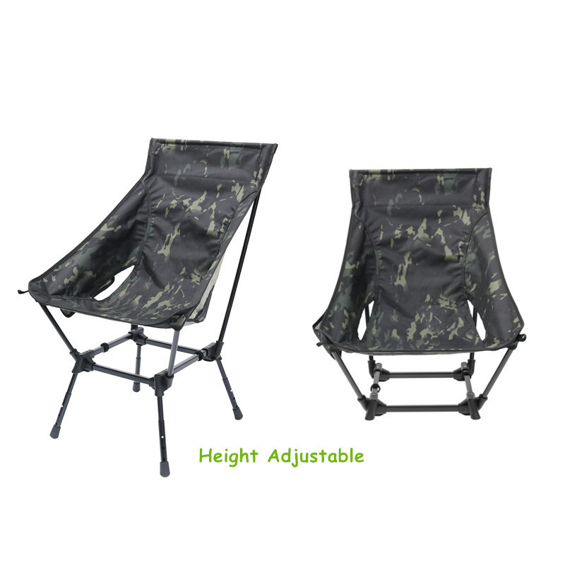 Custom Logo Adjustable Height Camouflage Alu7075 Highback Folding Camping chair fishing Moon Chair