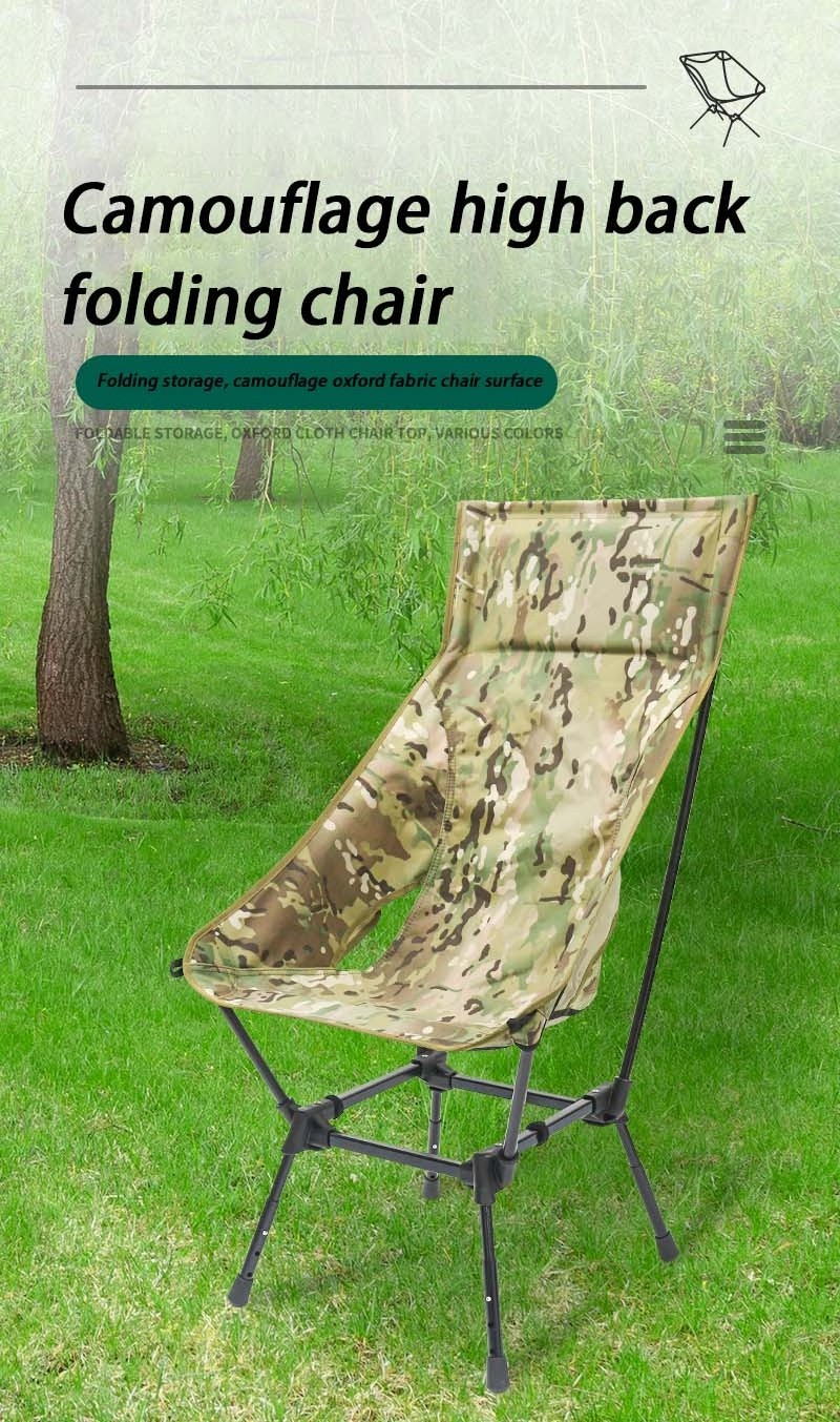 Ultralight Folding Camping Moon Chair Portable Outdoor Furniture Travel Beach Hiking Fishing Backrest Seat Chair with Cushion