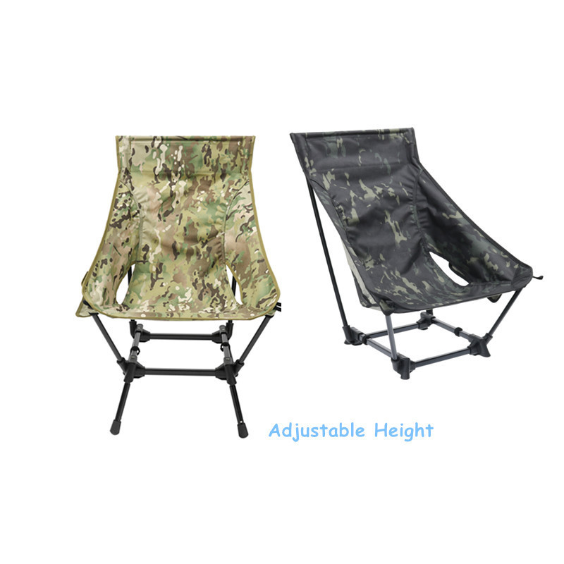 Custom Logo Adjustable Height Camouflage Alu7075 Highback Folding Camping chair fishing Moon Chair