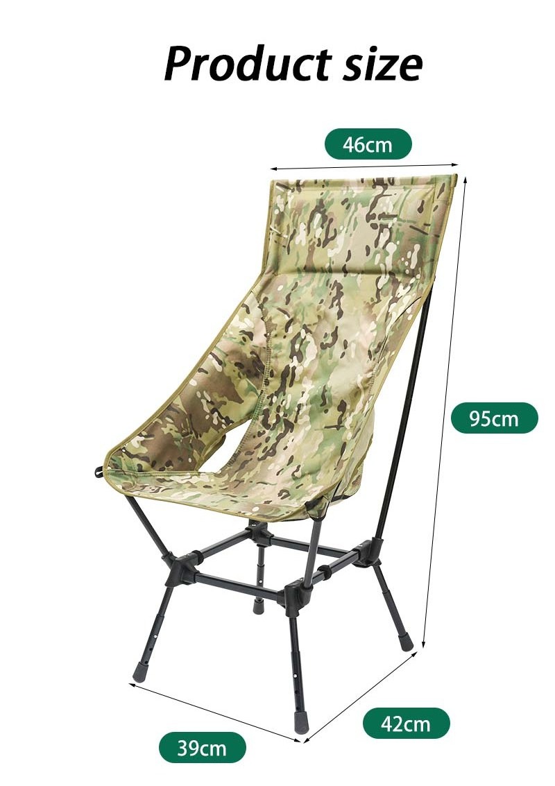 Ultralight Folding Camping Moon Chair Portable Outdoor Furniture Travel Beach Hiking Fishing Backrest Seat Chair with Cushion