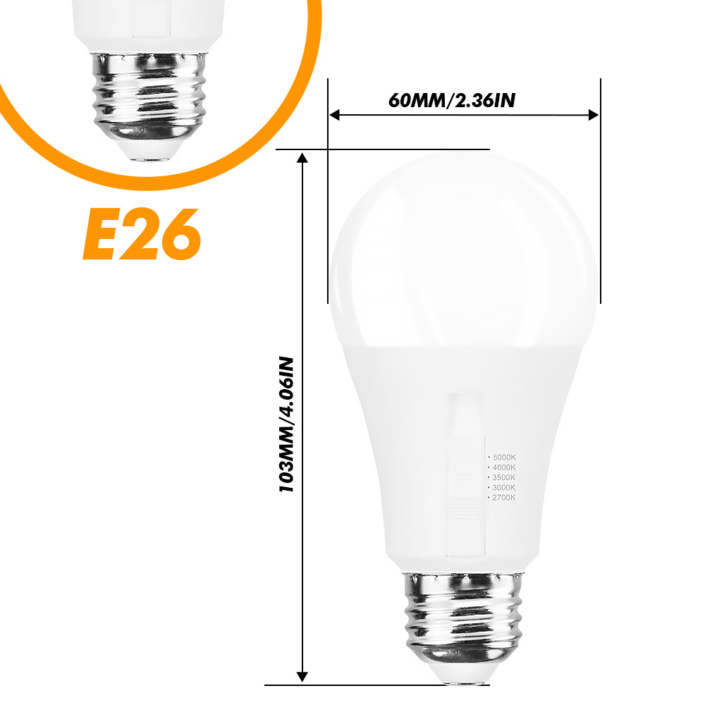 60 Watt Equivalent,  5CCT 2700K 3000K 3500K 4000K 5000K, 800LM, Standard LED Light Bulbs 9W, E26 Base LED Light Bulb