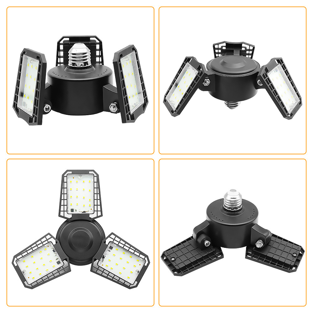 3000LM 6500K Super Bright with 3 Adjustable Panels E26/E27 Screw Deformable microwave induction led garage work lighting