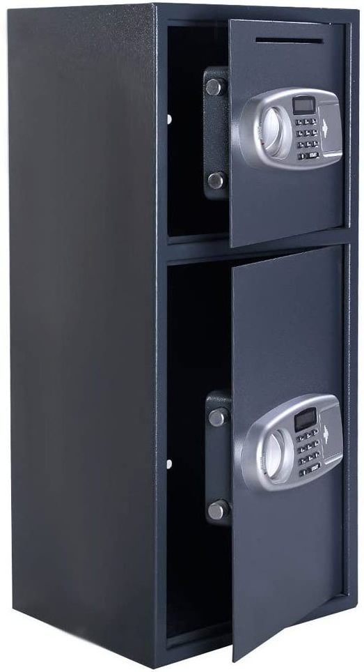 Electronic Digital Doun Drop Deposit Security Lock Boxuble Door Safe Cash Large Depository Box Jewelry G