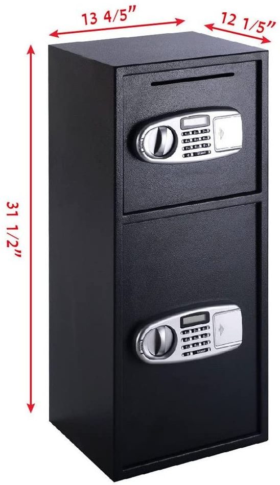 Electronic Digital Doun Drop Deposit Security Lock Boxuble Door Safe Cash Large Depository Box Jewelry G