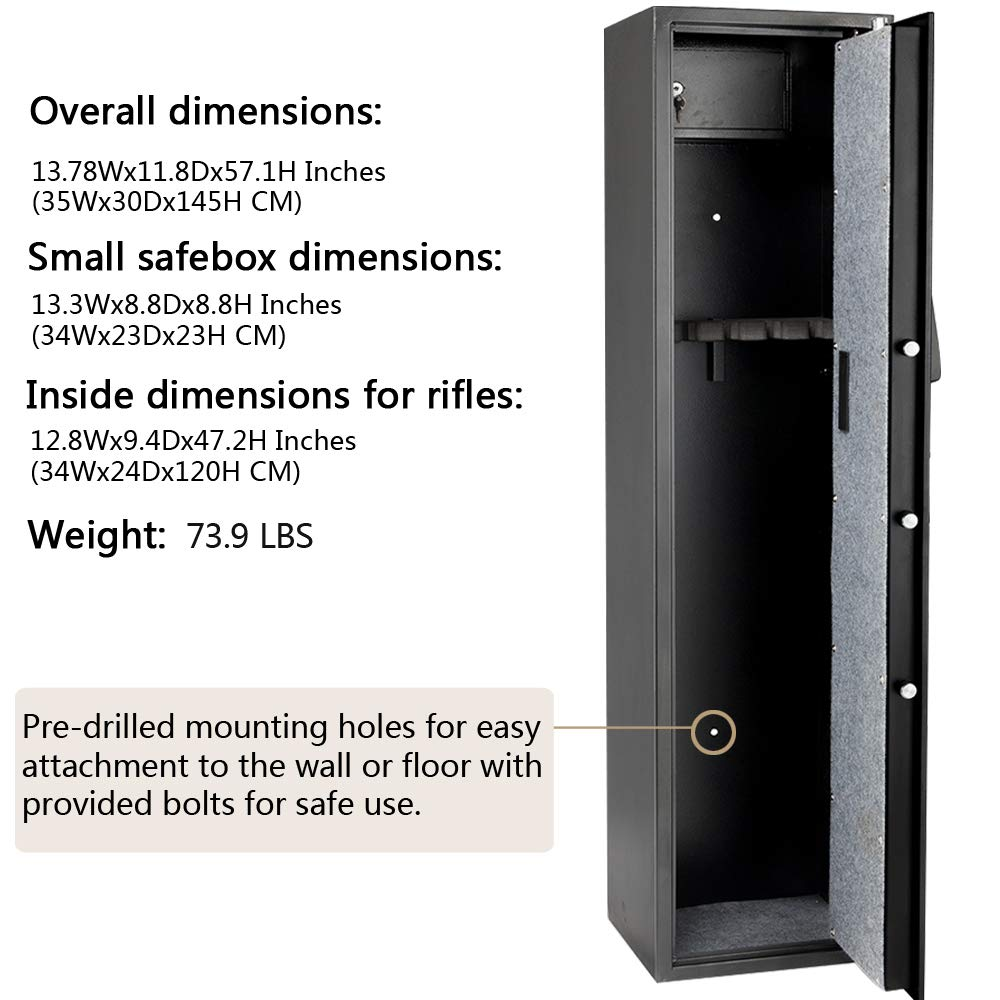 Factory direct sales mechanical key lock 5 Guns High Security Fire proof cabinet Metal  Cabinet  Gun Safe locker