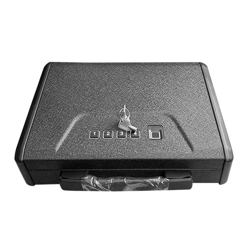 2024 New Product Gun safe box hot portable gun safe box jewelry cash insurance box car home fingerprint keys