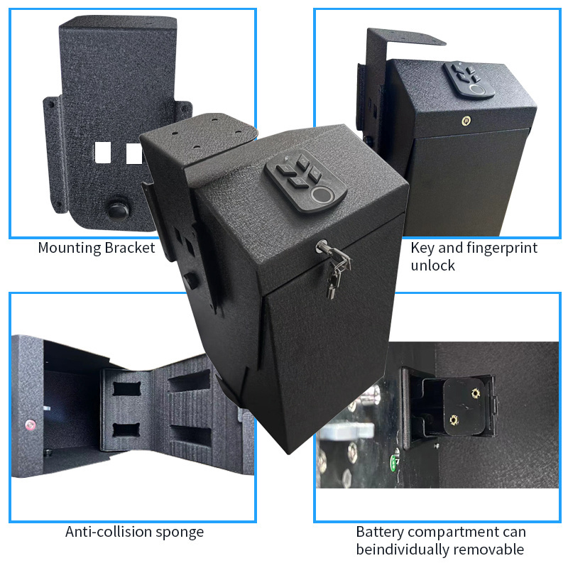 Double gun case Safe for Two gun  box Biometric Fingerprint  Hand gun auto-open steel storage Safe box