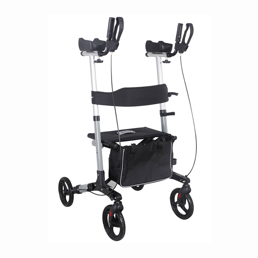 Heavy Duty Wide Upright Walker, Adult Stand Up Rollator Walker with  Wide Nylon Seat