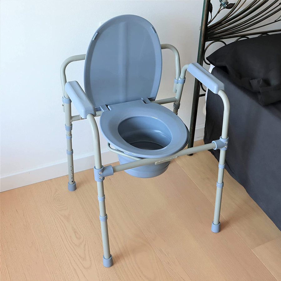 Rehabilitation Therapy Supplies Commode Toilet Chair, Elderly Disabled Bath Toilet Commode Chair