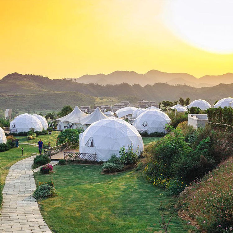 Colourful Dome House Shaped Half Sphere Geodesic Tent Hotel Dome Tent Luxury Glamping Round Circle Dome Tent