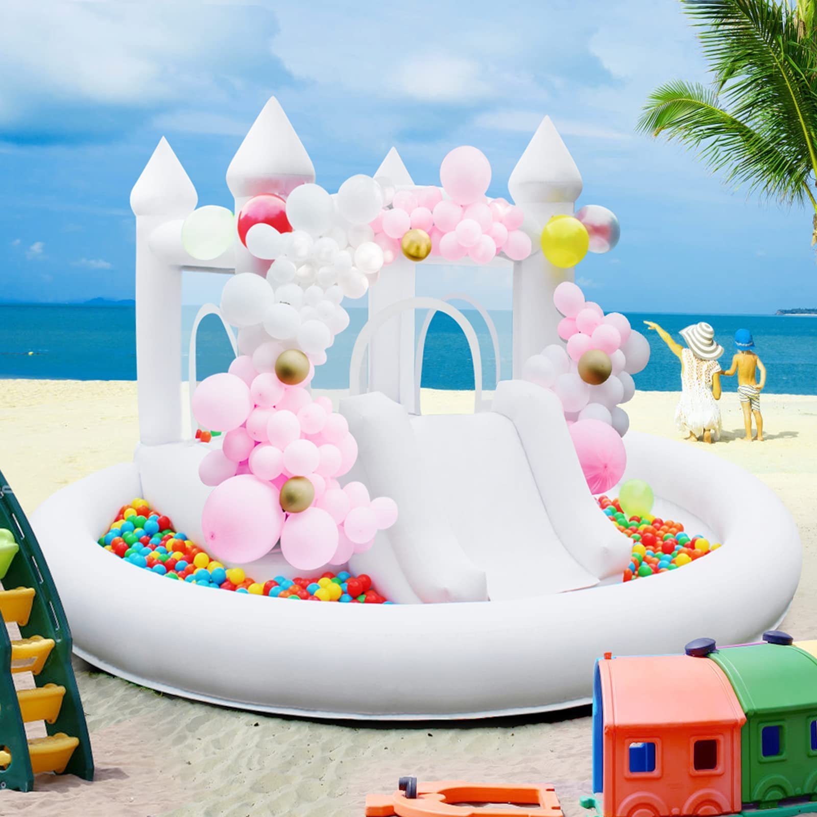 White Inflatable Wedding Bouncer Outdoor Bounce House Jumping Bouncy Castle For Kids Birthday Party