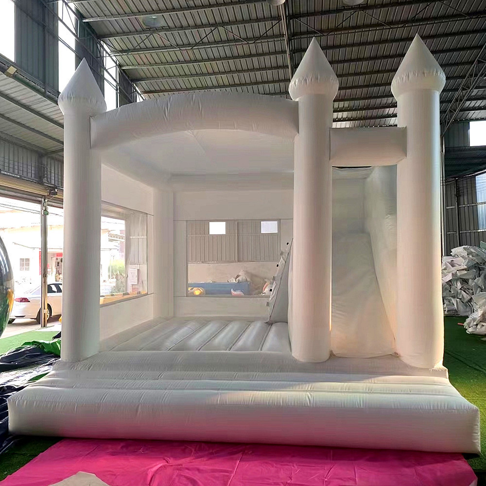 White Inflatable Wedding Bouncer Outdoor Bounce House Jumping Bouncy Castle For Kids Birthday Party